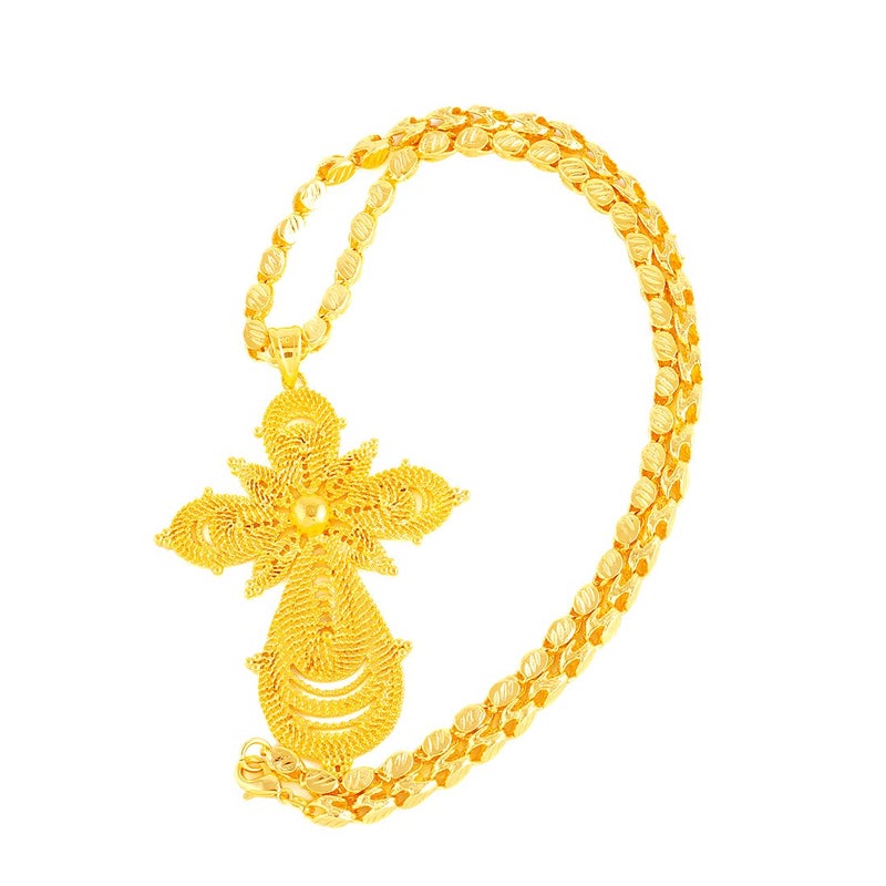Ethlyn 18K Gold Plated Ethiopian Cross Pendant with Ethiopian Handmade Chain Eritrea Items - Image 2
